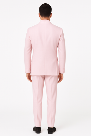 Men'S Pink Suit White Stripe ~ Pinstripe Seersucker Sear Sucker 2 Button Suit - Image 2