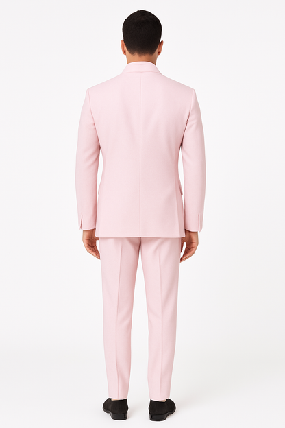 Men'S Pink Suit White Stripe ~ Pinstripe Seersucker Sear Sucker 2 Button Suit - Image 2