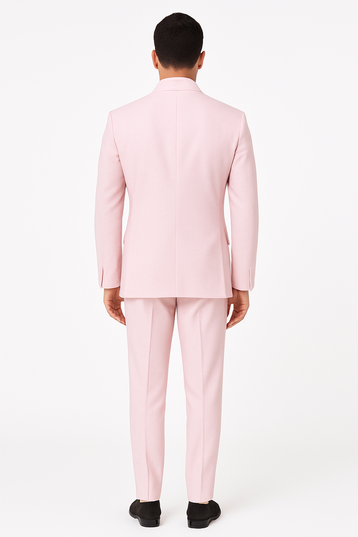 Men'S Pink Suit White Stripe ~ Pinstripe Seersucker Sear Sucker 2 Button Suit - Image 2