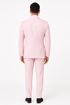 Men'S Pink Suit White Stripe ~ Pinstripe Seersucker Sear Sucker 2 Button Suit - Image 2
