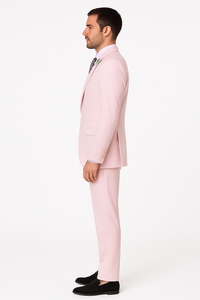 Men'S Pink Suit White Stripe ~ Pinstripe Seersucker Sear Sucker 2 Button Suit