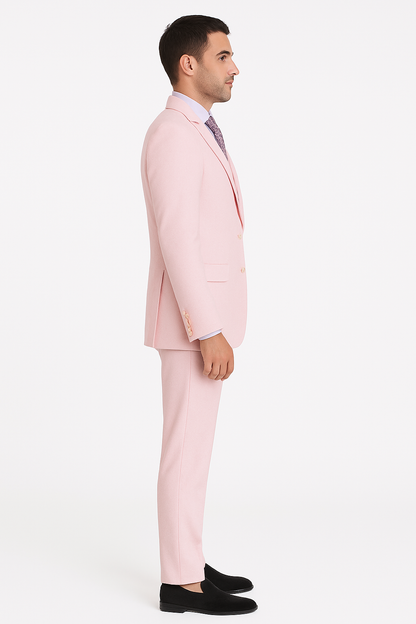 Men'S Pink Suit White Stripe ~ Pinstripe Seersucker Sear Sucker 2 Button Suit - Image 4