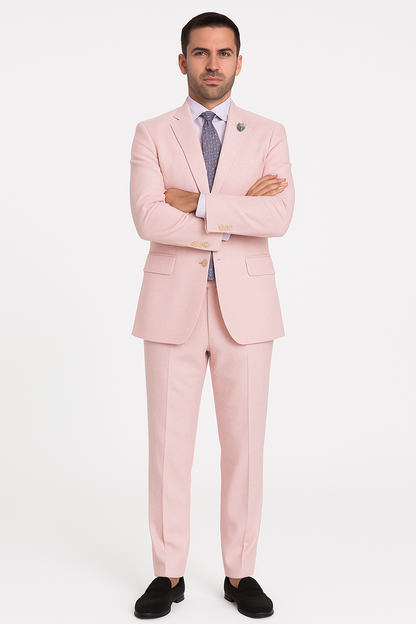 Men'S Pink Suit White Stripe ~ Pinstripe Seersucker Sear Sucker 2 Button Suit - Image 7