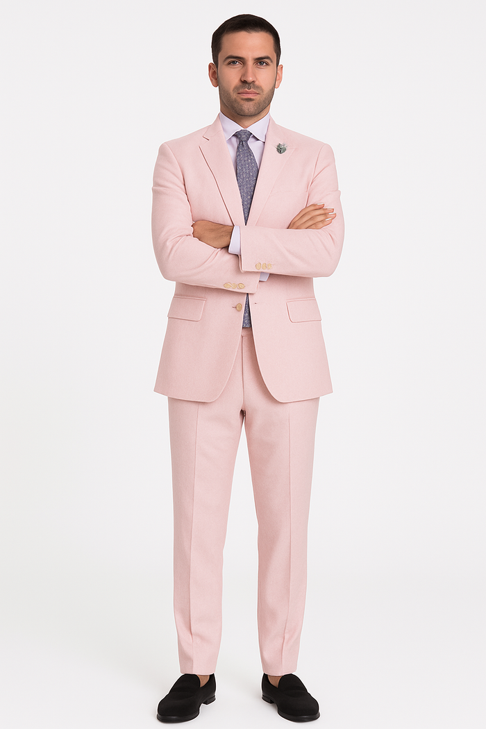 Men'S Pink Suit White Stripe ~ Pinstripe Seersucker Sear Sucker 2 Button Suit - Image 7