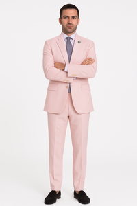 Men'S Pink Suit White Stripe ~ Pinstripe Seersucker Sear Sucker 2 Button Suit