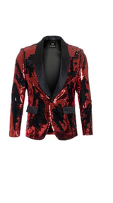 Men'S Red ~ Black High Fashion Sequin Cheap Priced Blazer Jacket For Men