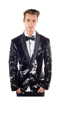 Men'S Shawl Lapel 2 Button Cheap Priced Designer Fashion Dress Casual Blazer For Men On Sale Black Sequin Blazer