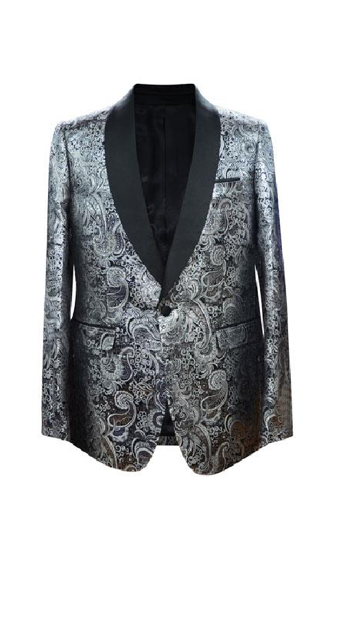 Men'S Silver 1 Button Velvet Slim Fit Casual Blazer On Sale