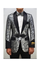 Men'S Silver ~ Black One Button Floral Pattern Blazer