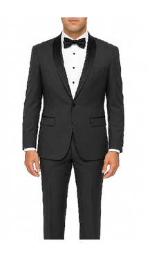 Men'S Slim Fit 1 Button Shawl Collar Dinner Jacket Black