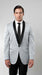 Men'S Tuxedo Floral Satin Shiny Black Lapel Two Toned Blazer Dinner Jacket Paisley Sport Coat Flashy Silky Satin Stage Fancy Stage Party Dance Jacket Silver Light Gray ~ Grey