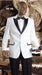Men'S White Tuxedo Fashion Dress Suit With Free Black Pants