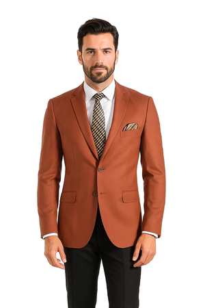 Men'S 2 Button Slim Fit Rust Cheap Priced Designer Fashion Dress Casual Blazer For Men On Sale Notch Collar Sport Coat Blazer - Image 2