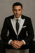 Men'S 2 Button White Peak Lapel Black Slim Fit Suit