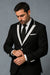 Men'S 2 Button White Peak Lapel Black Slim Fit Suit