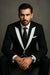 Men'S 2 Button White Peak Lapel Black Slim Fit Suit