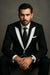 Men'S 2 Button White Peak Lapel Black Slim Fit Suit