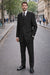 Men'S 3-Piece Black Bold White Chalk Bold Pinstripe Vested Cheap Priced Business Suit Clearance Sale