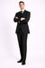 Men'S 3-Piece Black Bold White Chalk Bold Pinstripe Vested Cheap Priced Business Suit Clearance Sale