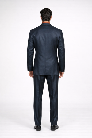 Men'S 3 Piece Sharkskin Suit Flat Front Pants Shiny Flashy Satin Silky Metallic Blue - Image 2