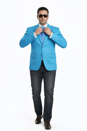 Men'S Aqua ~ Turquoise Color 2 Button 2 Piece Blazer