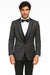 Men'S Bryan Michaels Gray And Black One Button Tuxedo With Flat Front Black Tuxedo Trousers