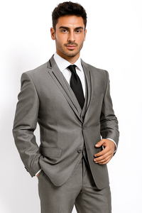 Men'S Gray 2 Piece 2 Button Slim Cheap Priced Business Suits