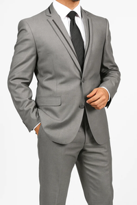 Men'S Gray 2 Piece 2 Button Slim Cheap Priced Business Suits