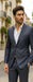 Men'S Navy 2 Button Suit Window Pane Blazer
