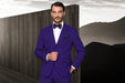 Men'S Purple Poly~Rayon Fabric Modern Cut 2 Button Cheap Priced Business Suits Clearance Sale