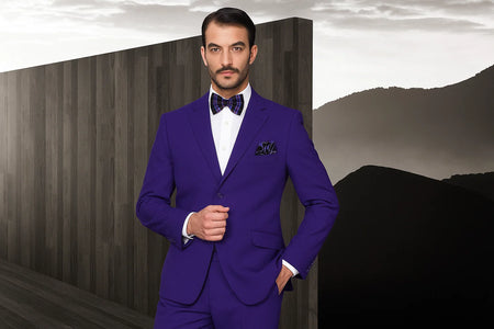 Men'S Purple Poly~Rayon Fabric Modern Cut 2 Button Cheap Priced Business Suits Clearance Sale - Image 2