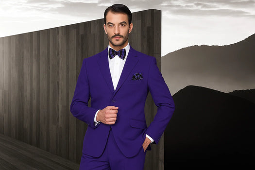 Men'S Purple Poly~Rayon Fabric Modern Cut 2 Button Cheap Priced Business Suits Clearance Sale - Image 2