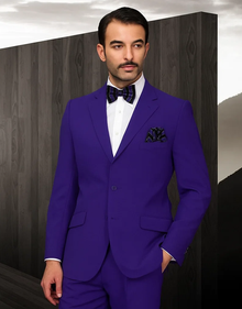 Men'S Purple Poly~Rayon Fabric Modern Cut 2 Button Cheap Priced Business Suits Clearance Sale