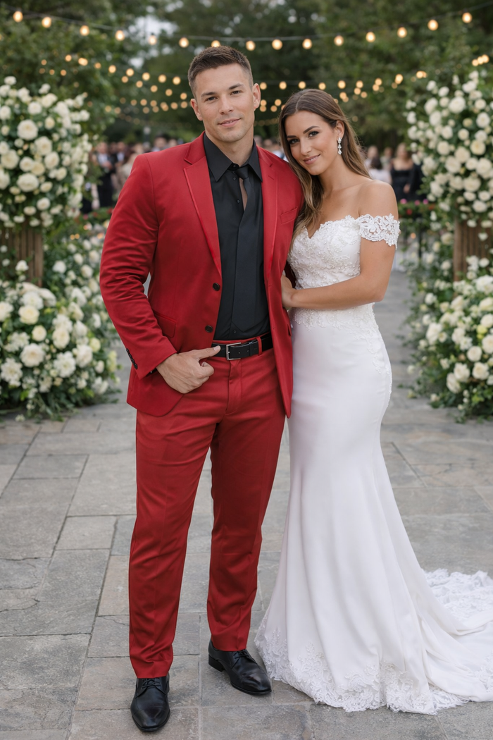 Men'S Red Velvet Suit & Cheap Priced Men'S Blazer Jacket For Men Sport Coat + Pants