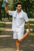 Men'S Shirt And Shorts White Color Two Piece Casual Casual Two Piece Walking Outfit For Sale Pant Sets Set Suit For Men - Mens Linen Suit