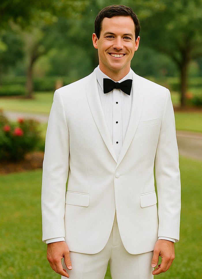 Men'S Slim Fit Shawl Lapel 1 Button White Tuxedo Jacket - Image 6