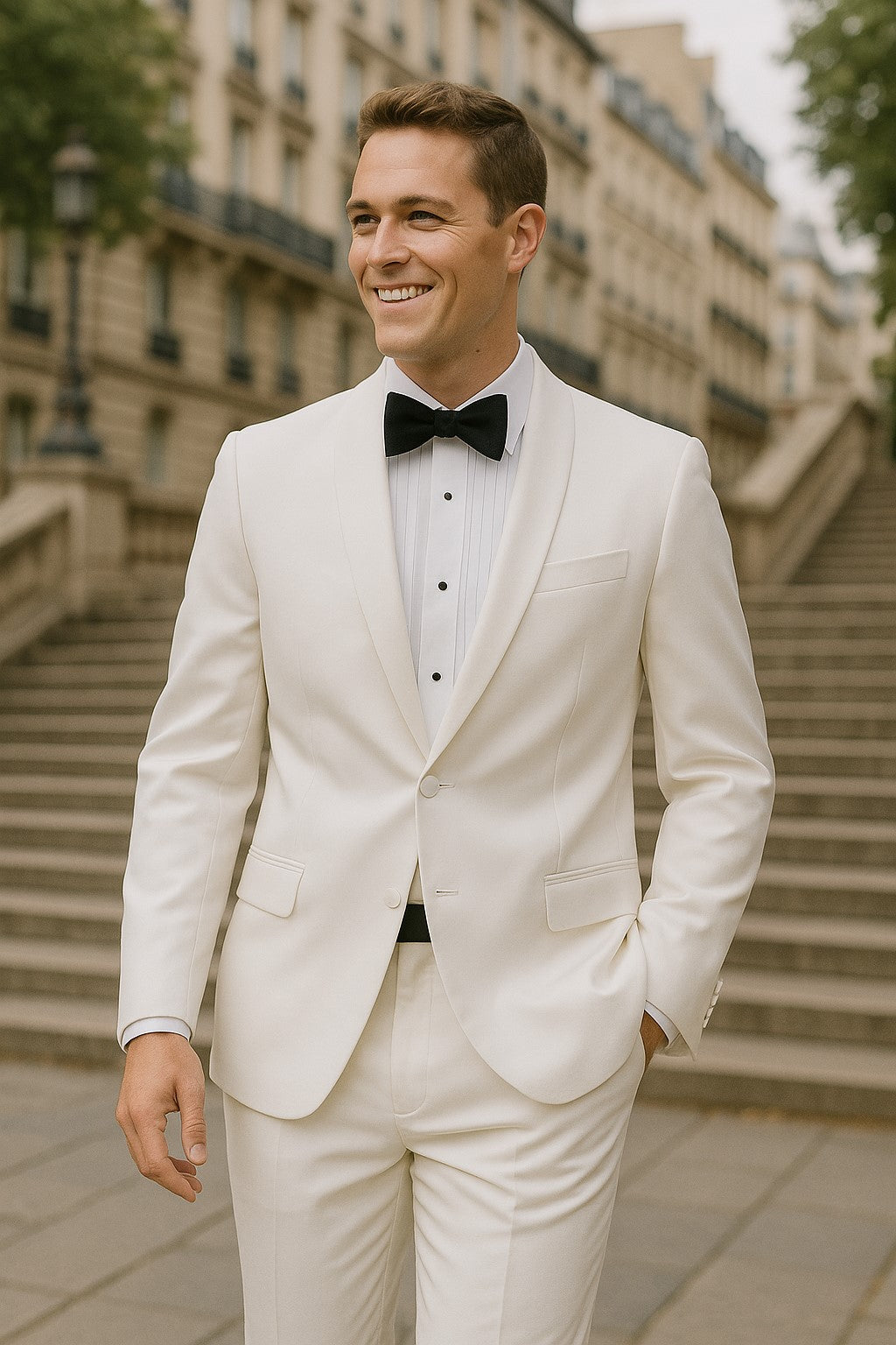 Men'S Slim Fit Shawl Lapel 1 Button White Tuxedo Jacket — MensUSA