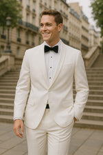 Men'S Slim Fit Shawl Lapel 1 Button White Tuxedo Jacket