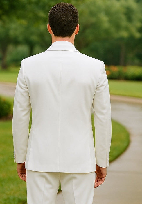 Men'S Slim Fit Shawl Lapel 1 Button White Tuxedo Jacket