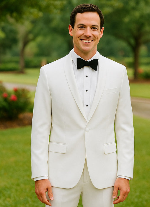 Men'S Slim Fit Shawl Lapel 1 Button White Tuxedo Jacket