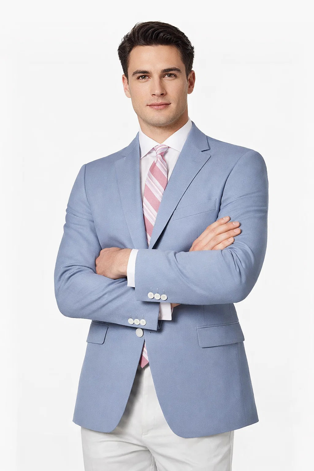 Men'S Solid 2 Button Light Blue Classic Fit Sport Coat Blazer