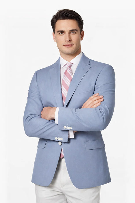 Men'S Solid 2 Button Light Blue Classic Fit Sport Coat Blazer