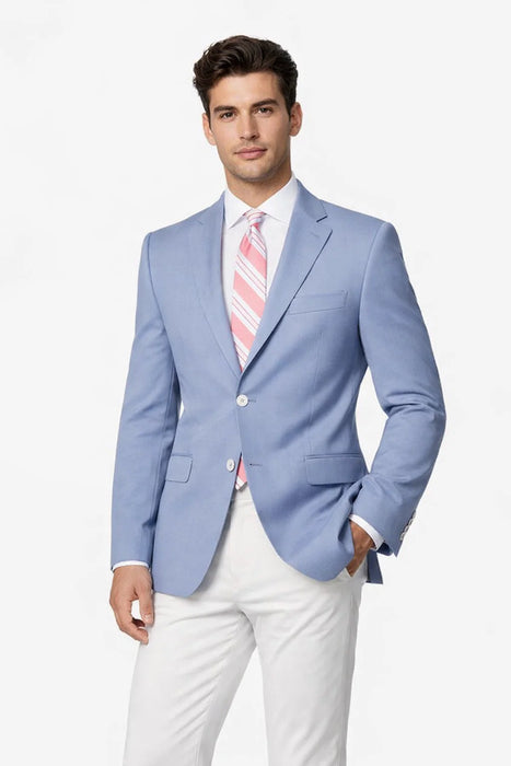 Men'S Solid 2 Button Light Blue Classic Fit Sport Coat Blazer