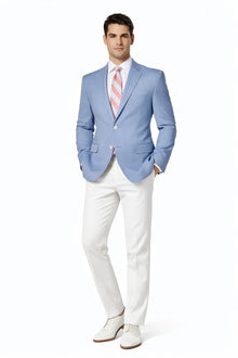 Men'S Solid 2 Button Light Blue Classic Fit Sport Coat Blazer
