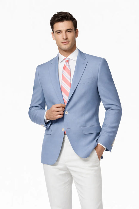 Men'S Solid 2 Button Light Blue Classic Fit Sport Coat Blazer