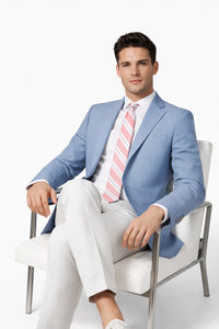 Men'S Solid 2 Button Light Blue Classic Fit Sport Coat Blazer