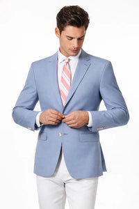 Men'S Solid 2 Button Light Blue Classic Fit Sport Coat Blazer