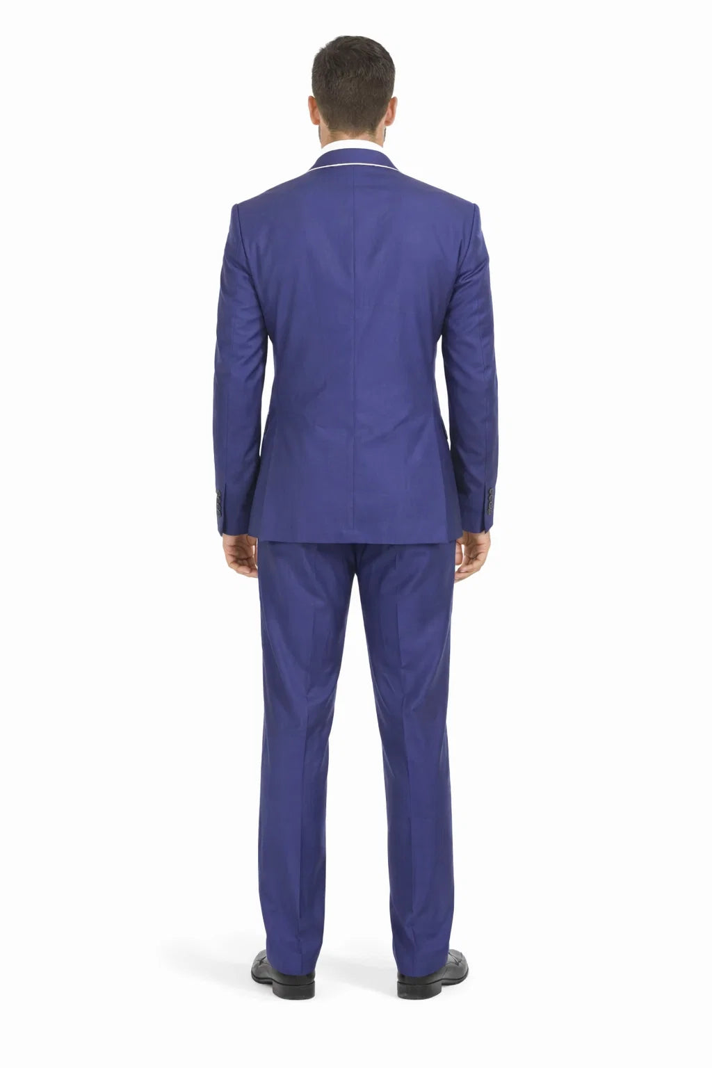 Men'S Two Toned Trimmed Jacket With Matching Satin Vest And Hankie Purple