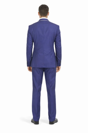 Men'S Two Toned Trimmed Jacket With Matching Satin Vest And Hankie Purple