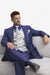 Men'S Two Toned Trimmed Jacket With Matching Satin Vest And Hankie Purple